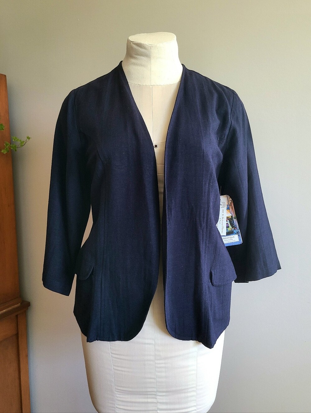 NWT Open Front Navy Blazer-Orientique Naturally Australian